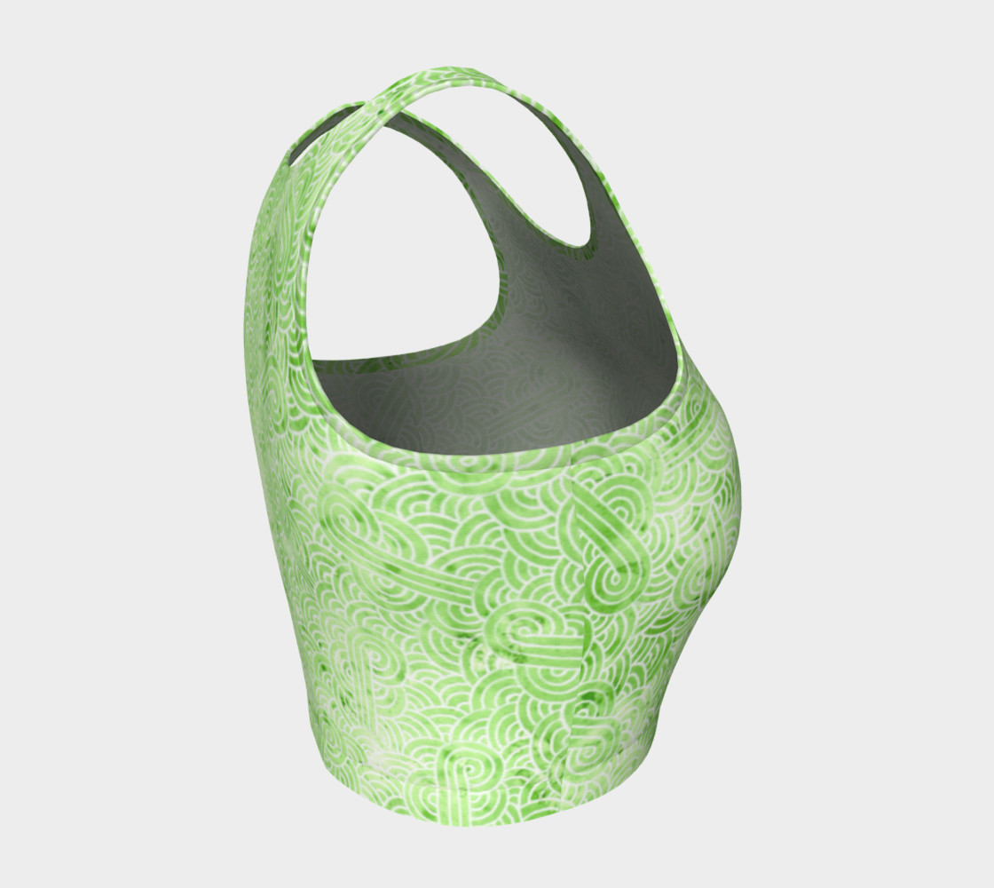 Greenery and white swirls doodles Athletic Crop Top preview #4