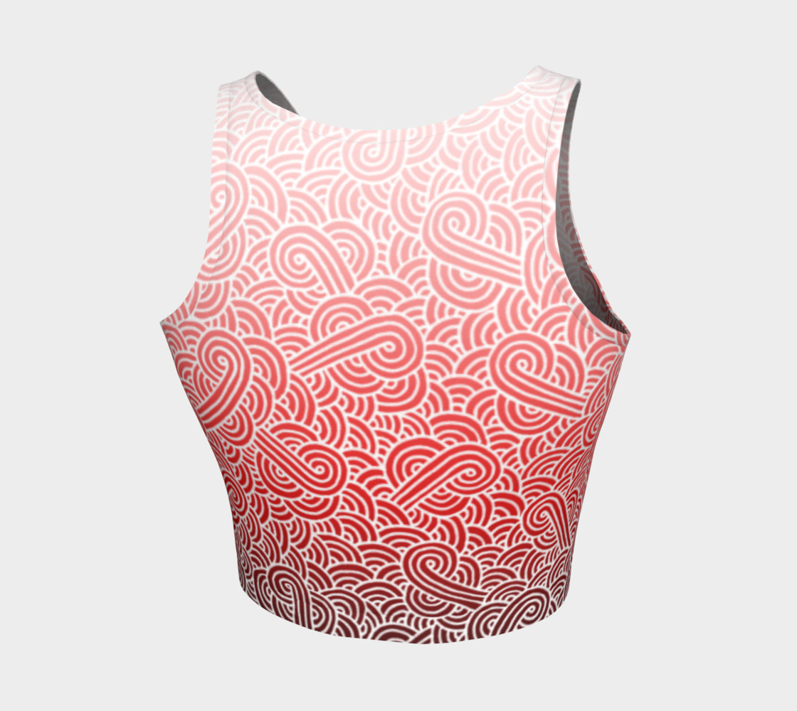 Ombre red and white swirls doodles Athletic Crop Top preview #2