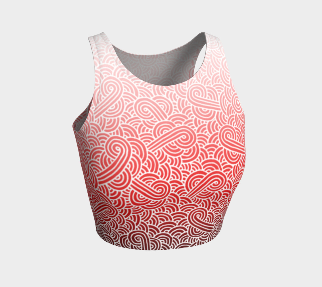 Ombre red and white swirls doodles Athletic Crop Top preview #1