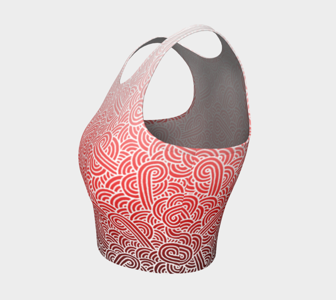 Ombre red and white swirls doodles Athletic Crop Top preview #3