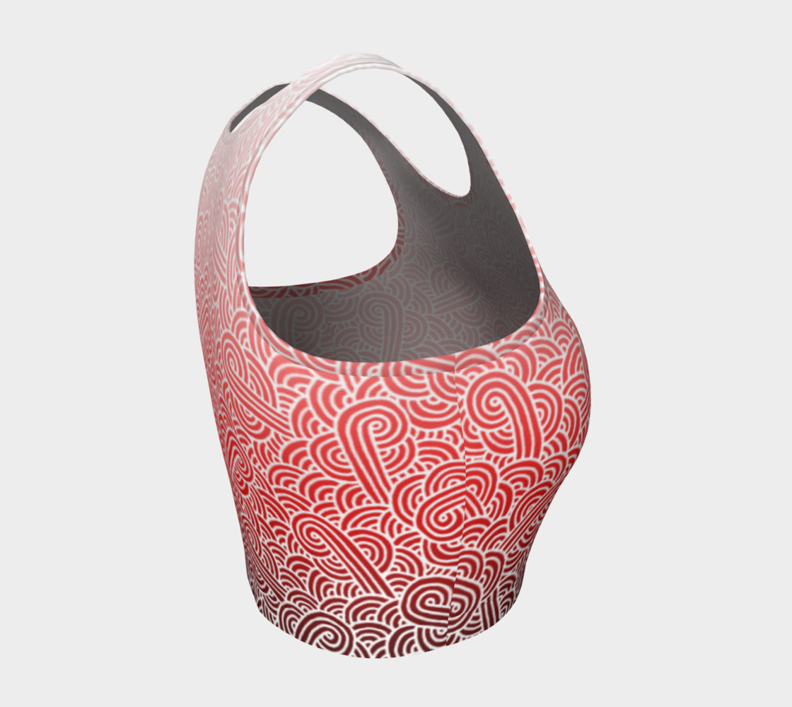 Ombre red and white swirls doodles Athletic Crop Top preview #4