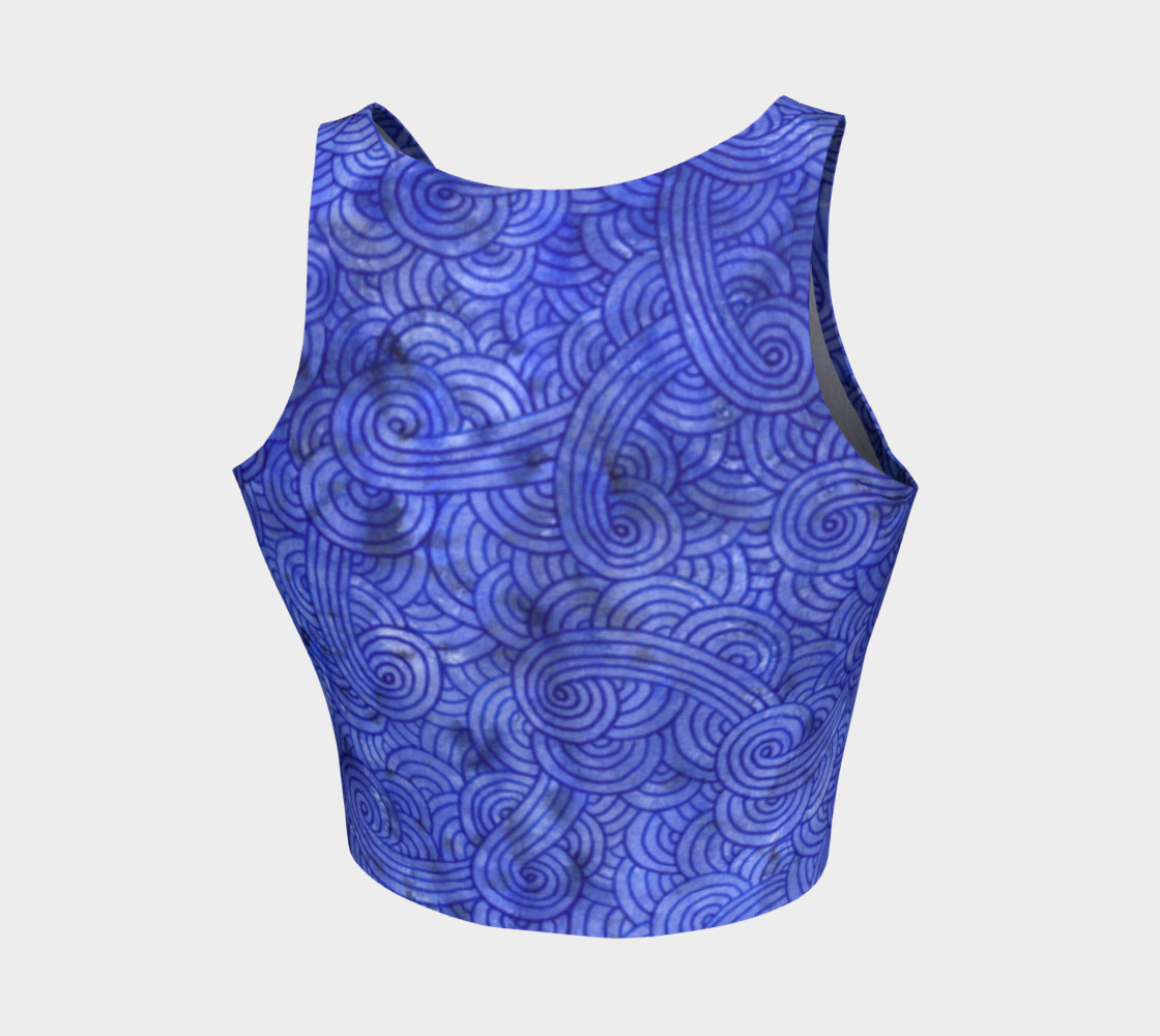 Royal blue swirls doodles Athletic Crop Top preview #2