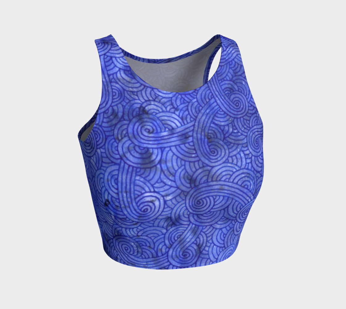Royal blue swirls doodles Athletic Crop Top preview #1
