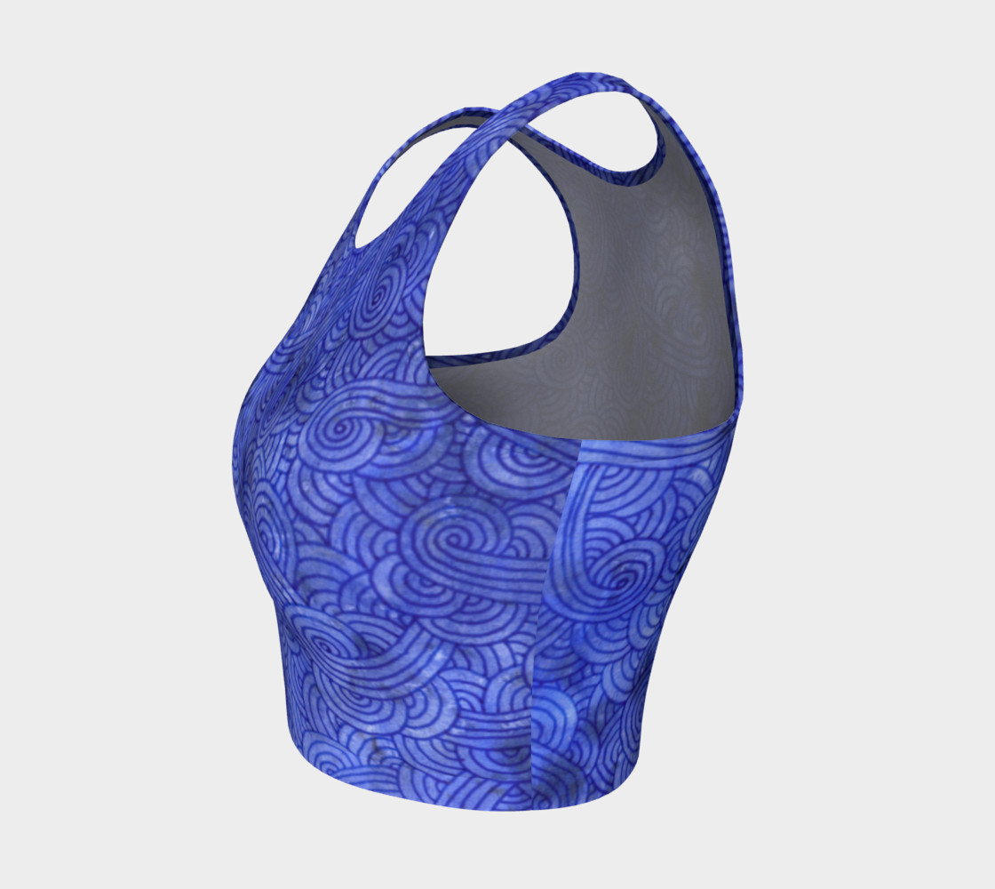 Royal blue swirls doodles Athletic Crop Top preview #3