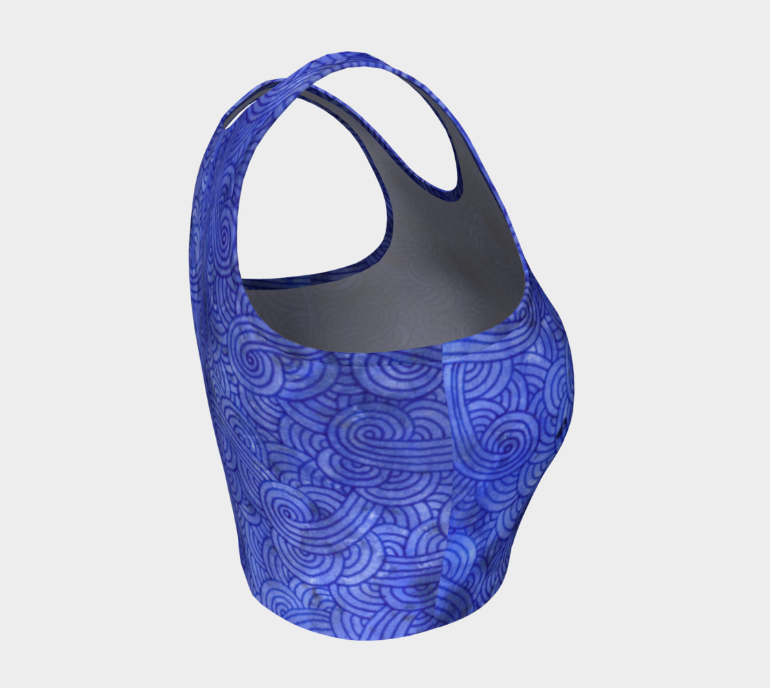 Royal blue swirls doodles Athletic Crop Top preview #4