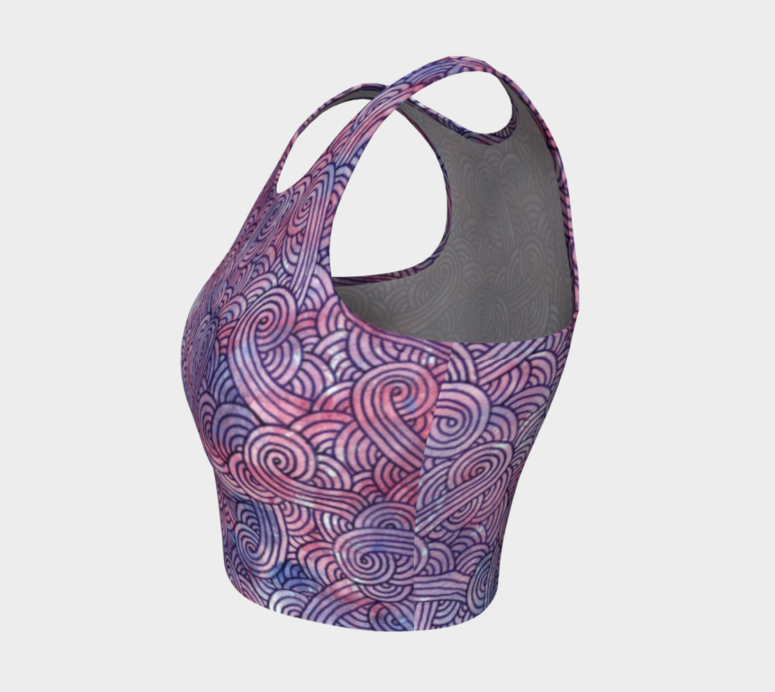 Purple swirls doodles Athletic Crop Top preview #3