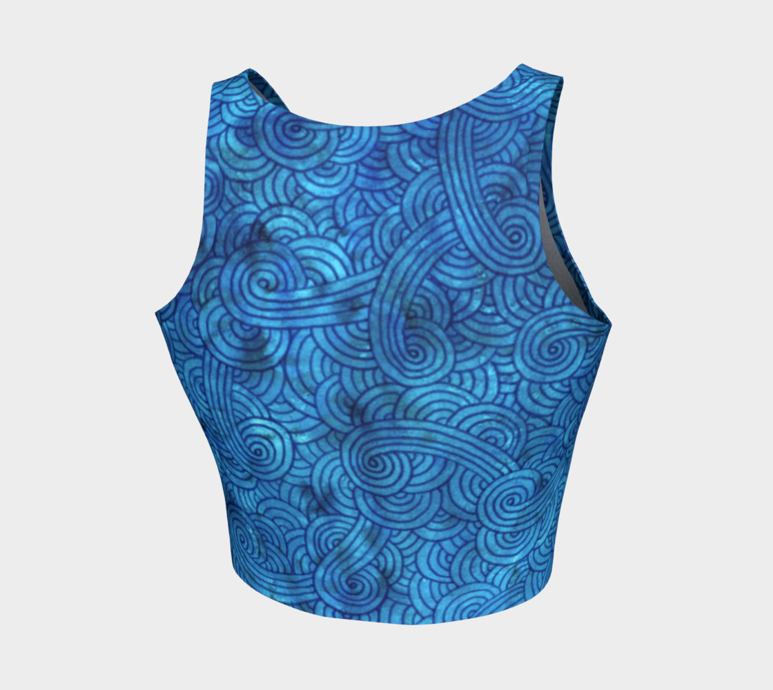 Turquoise blue swirls doodles Athletic Crop Top preview #2