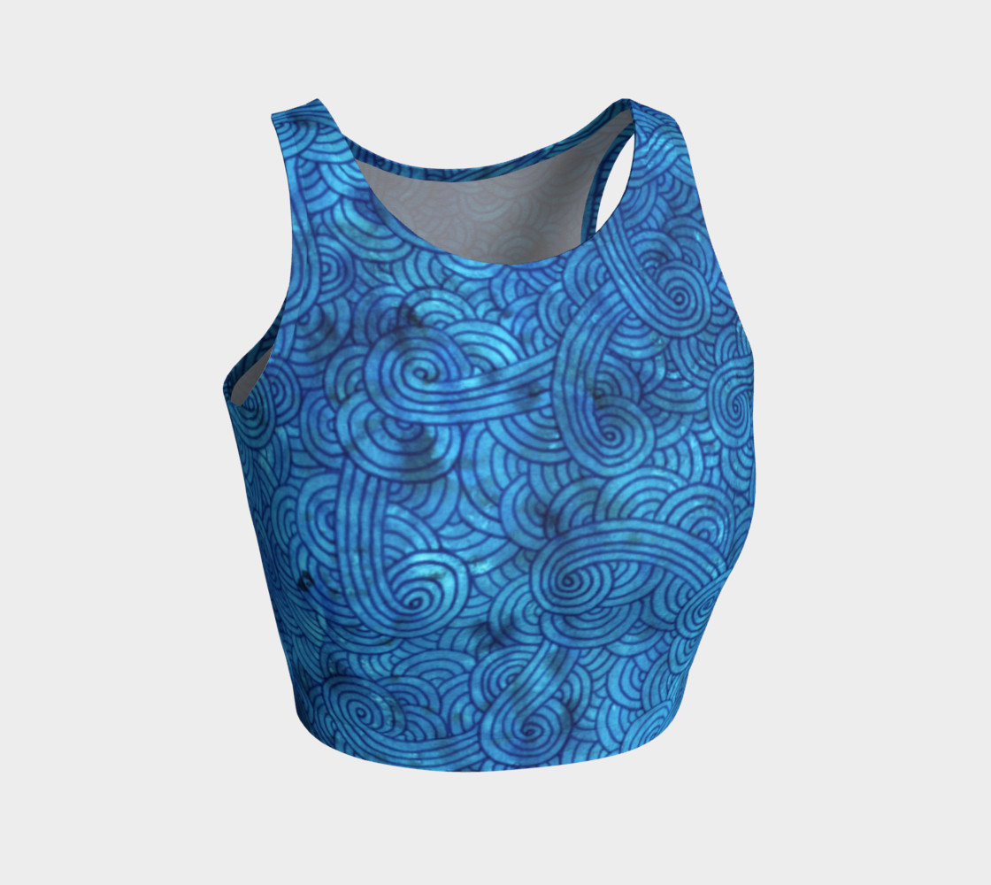 Turquoise blue swirls doodles Athletic Crop Top preview #1
