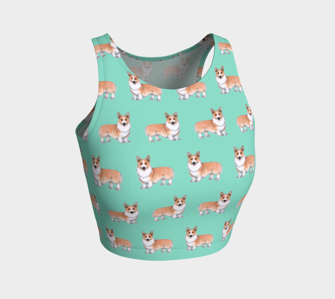 Welsh corgi dogs pattern Athletic Crop Top preview #1