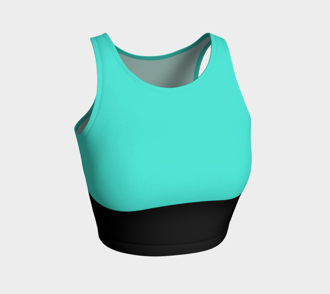 Black and Turquoise Athletic Crop Top 3D preview