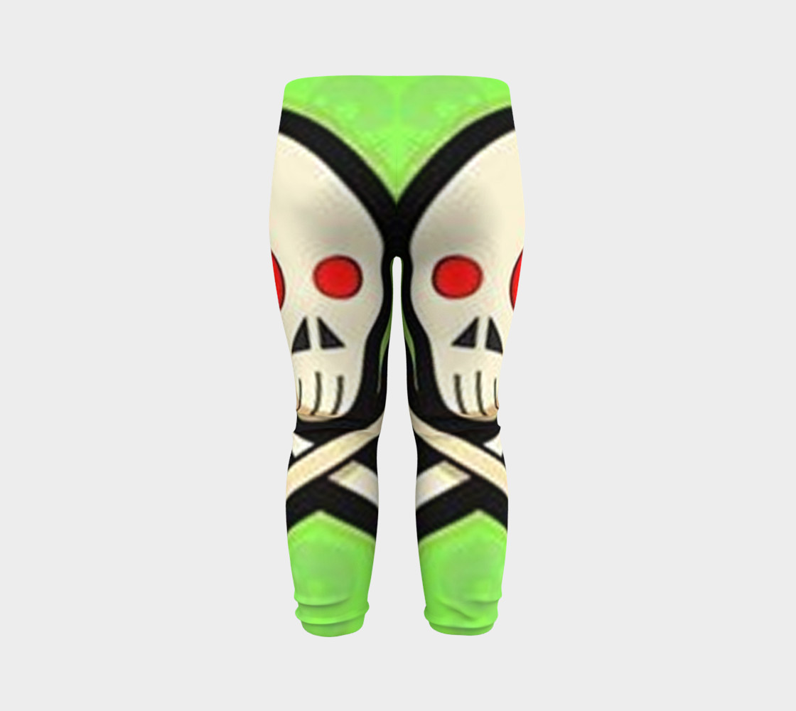 Cartoon Skull On Green Baby Leggings preview #7