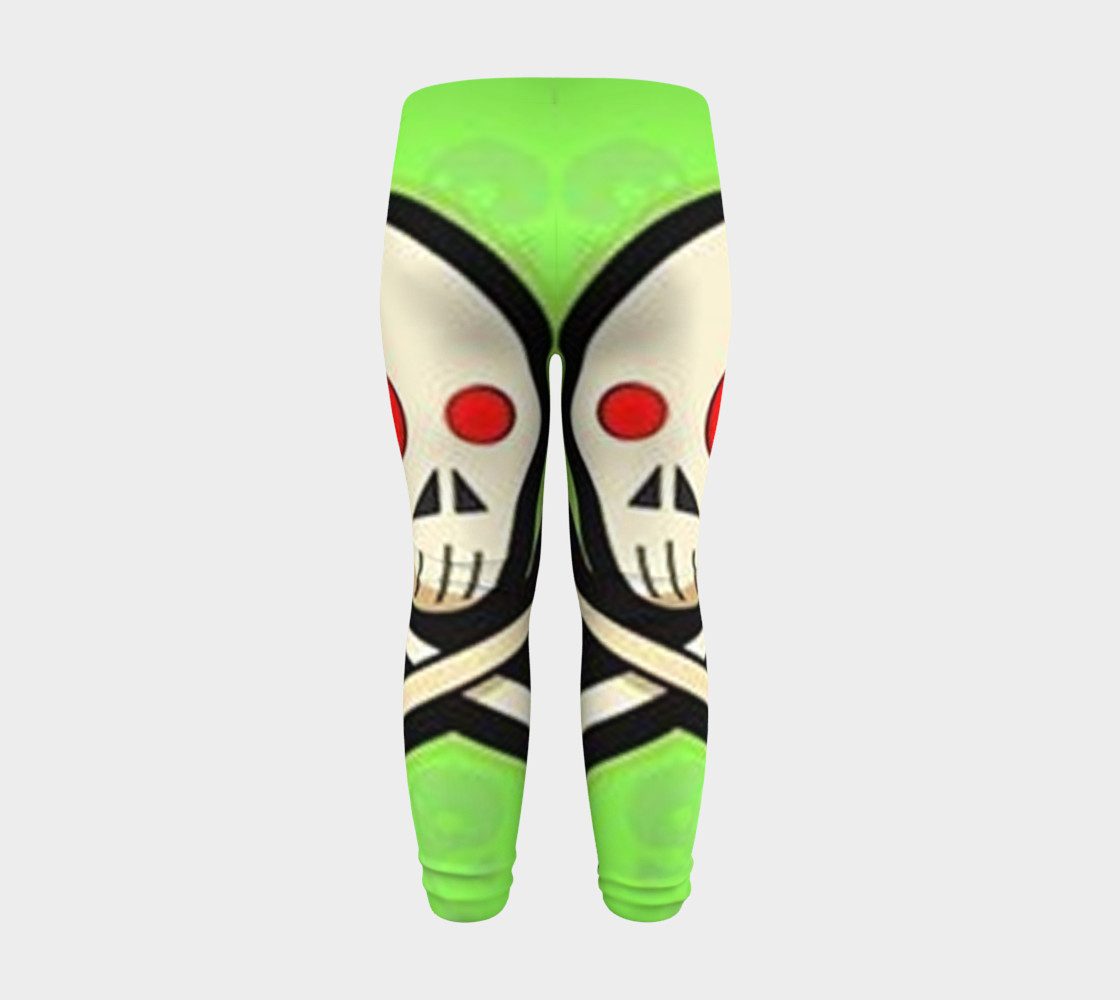 Cartoon Skull On Green Baby Leggings preview #8