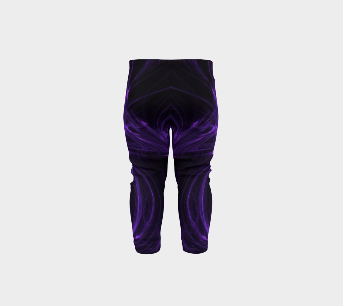Purple Fractal on Black Baby Leggings preview #5
