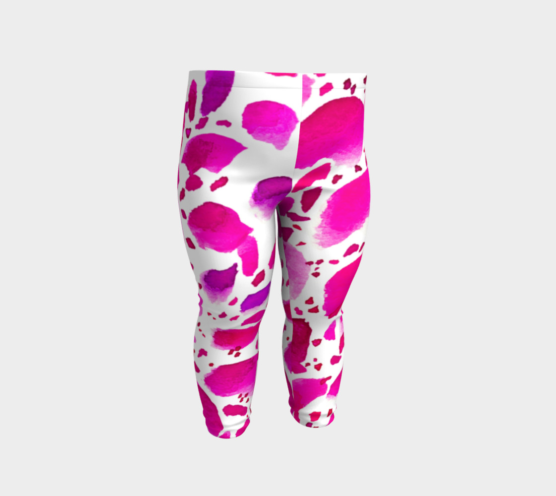 Pink Rose Petals Dalmatian Watercolour Pattern - Baby Leggings preview #2