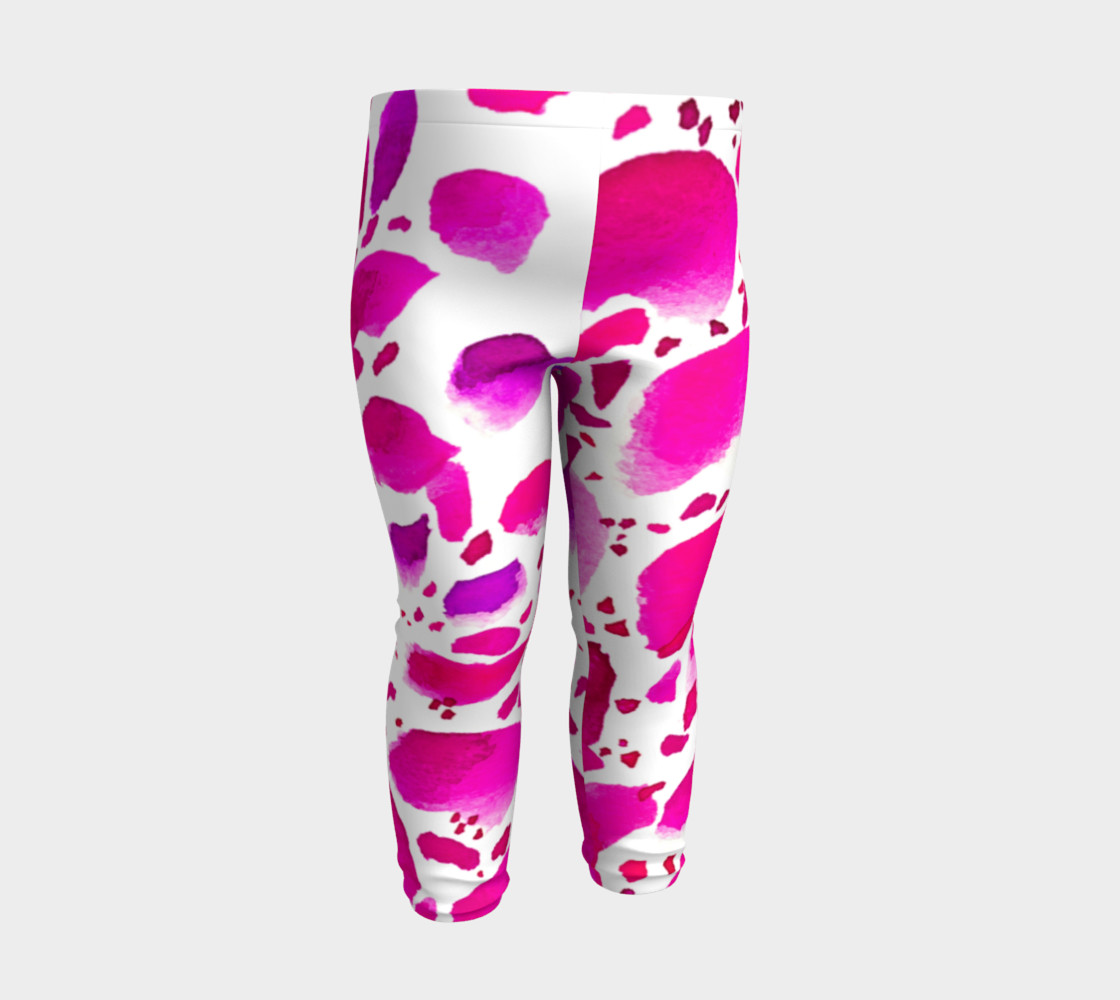 Pink Rose Petals Dalmatian Watercolour Pattern - Baby Leggings preview #3