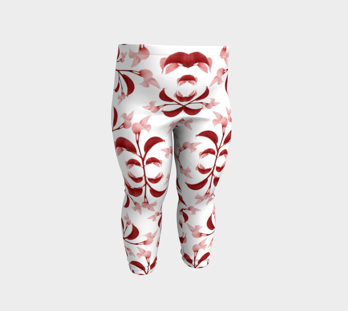 Floral Print in Red and White Baby Leggings preview #2