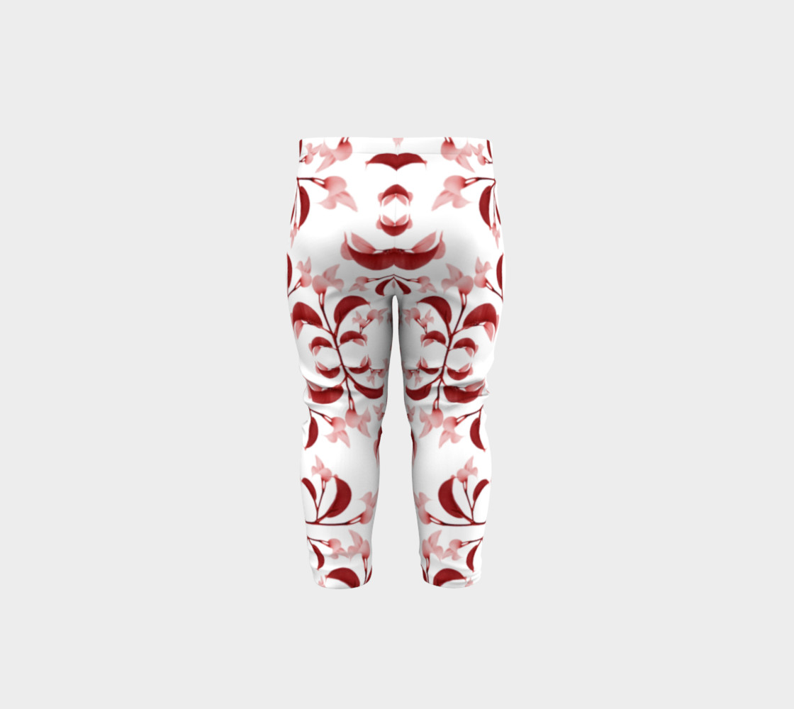 Floral Print in Red and White Baby Leggings preview #5