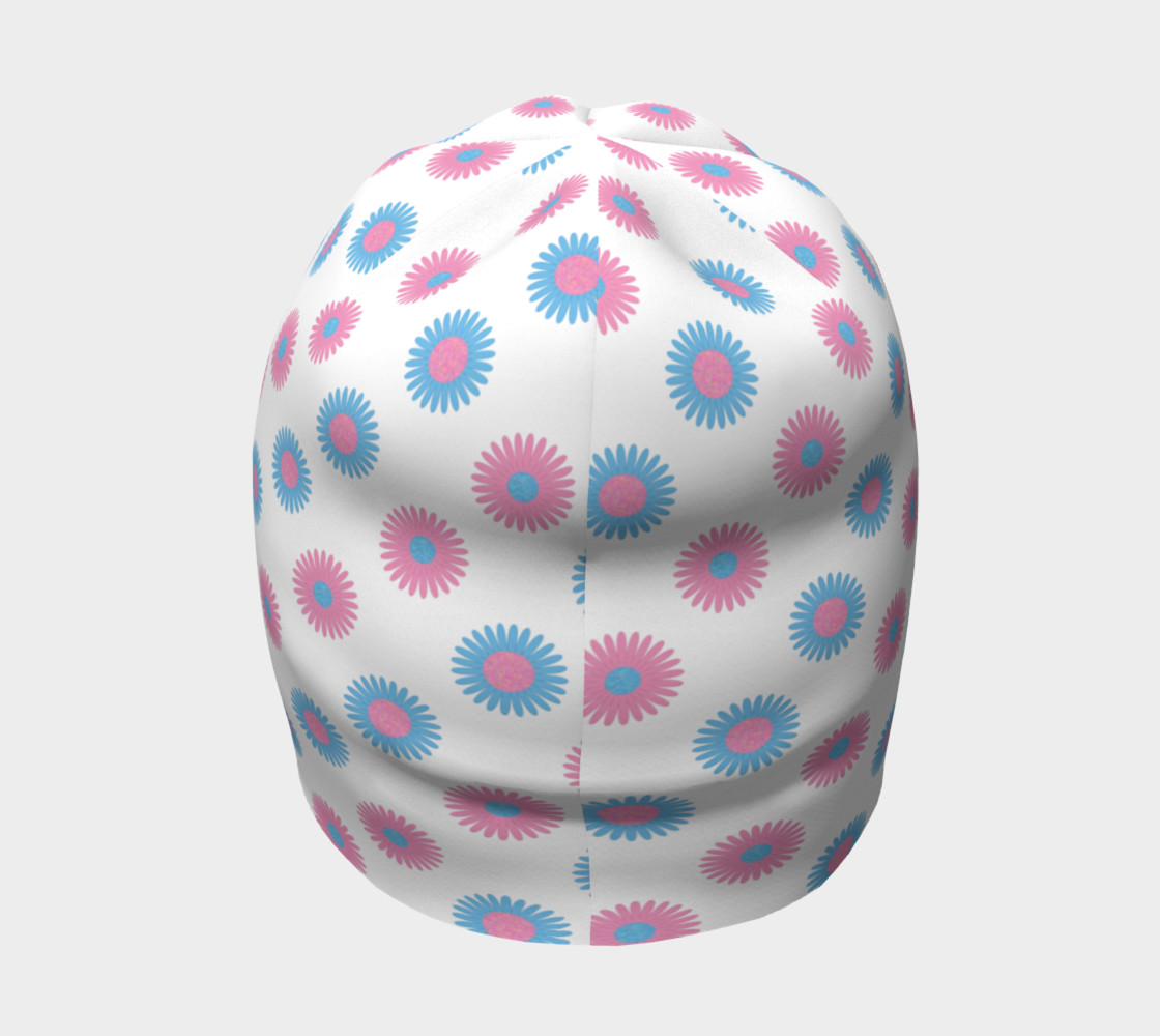 Pink and Blue Flowers Trans Pride Toque (White) preview #4