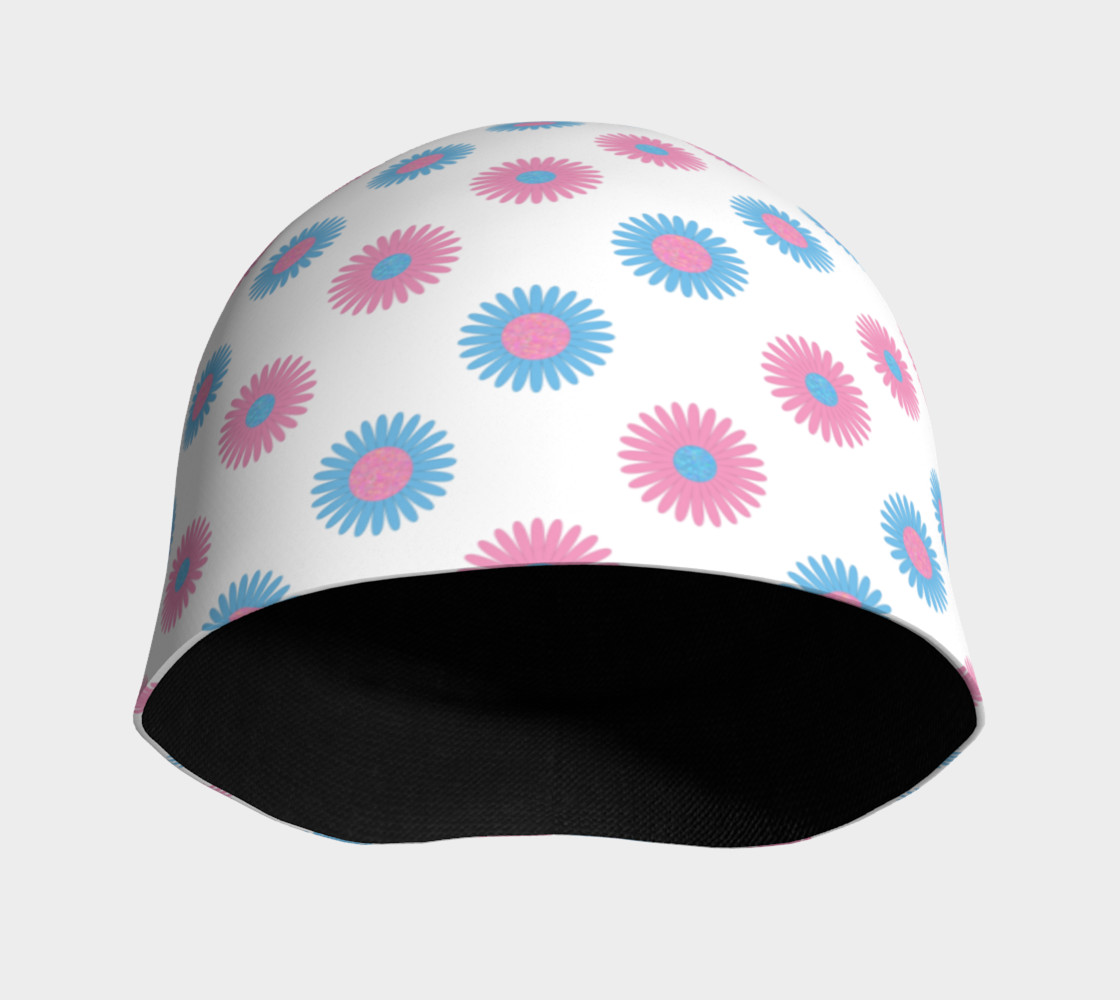 Pink and Blue Flowers Trans Pride Toque (White) thumbnail #4