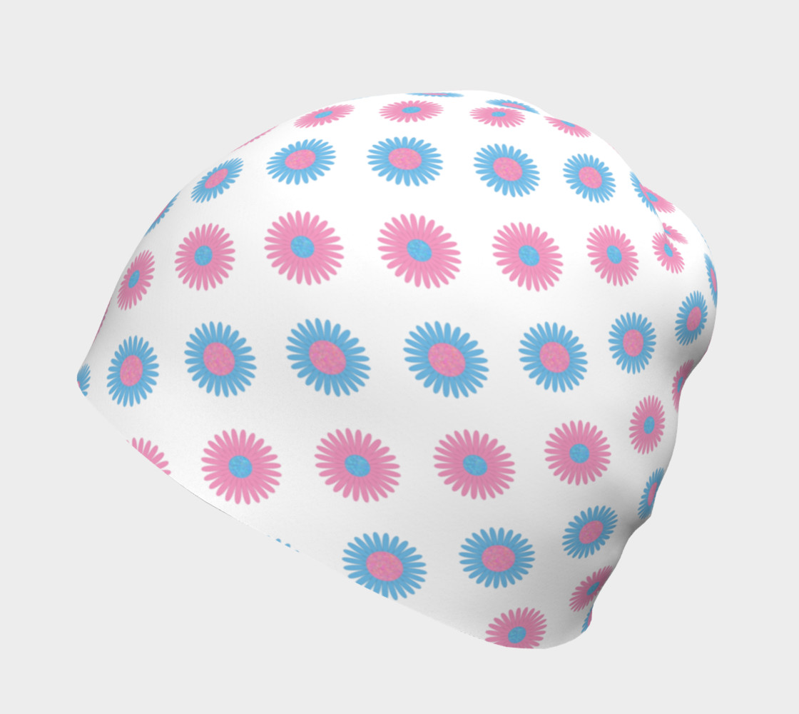 Pink and Blue Flowers Trans Pride Toque (White) preview #2