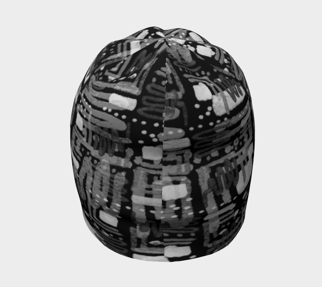 Black and White Linear Ethnic Print Pattern Beanie Miniature #5