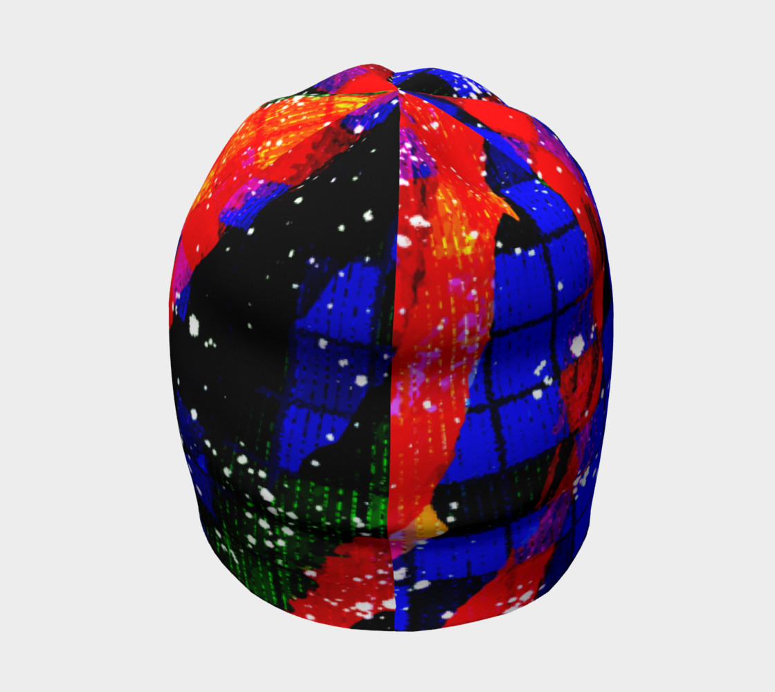 Aperçu de Fiery Colorful Grunge Squares and Stripes Beanie Hat #4