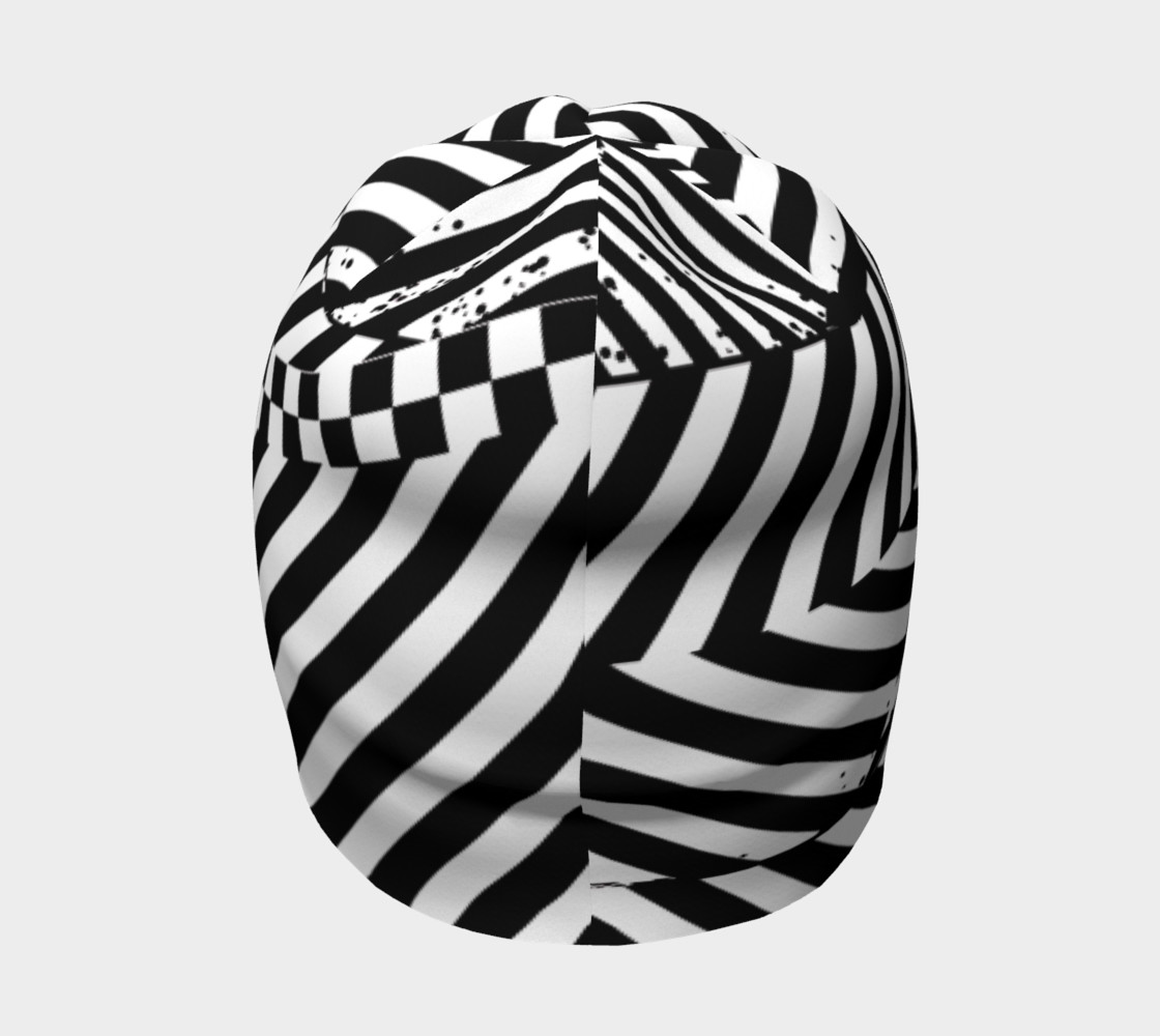 Aperçu de Black White Patchwork Stripes Checkerboard Beanie Hat #4