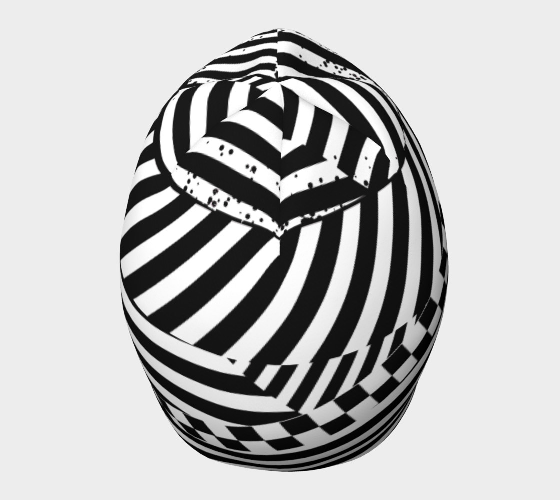 Aperçu de Black White Patchwork Stripes Checkerboard Beanie Hat #5