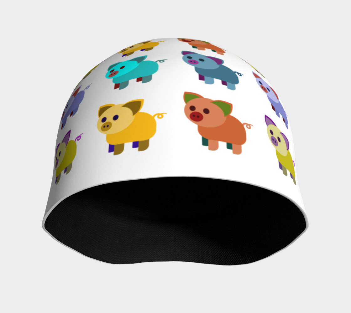  Multi-coloured piglets beanie white preview #3