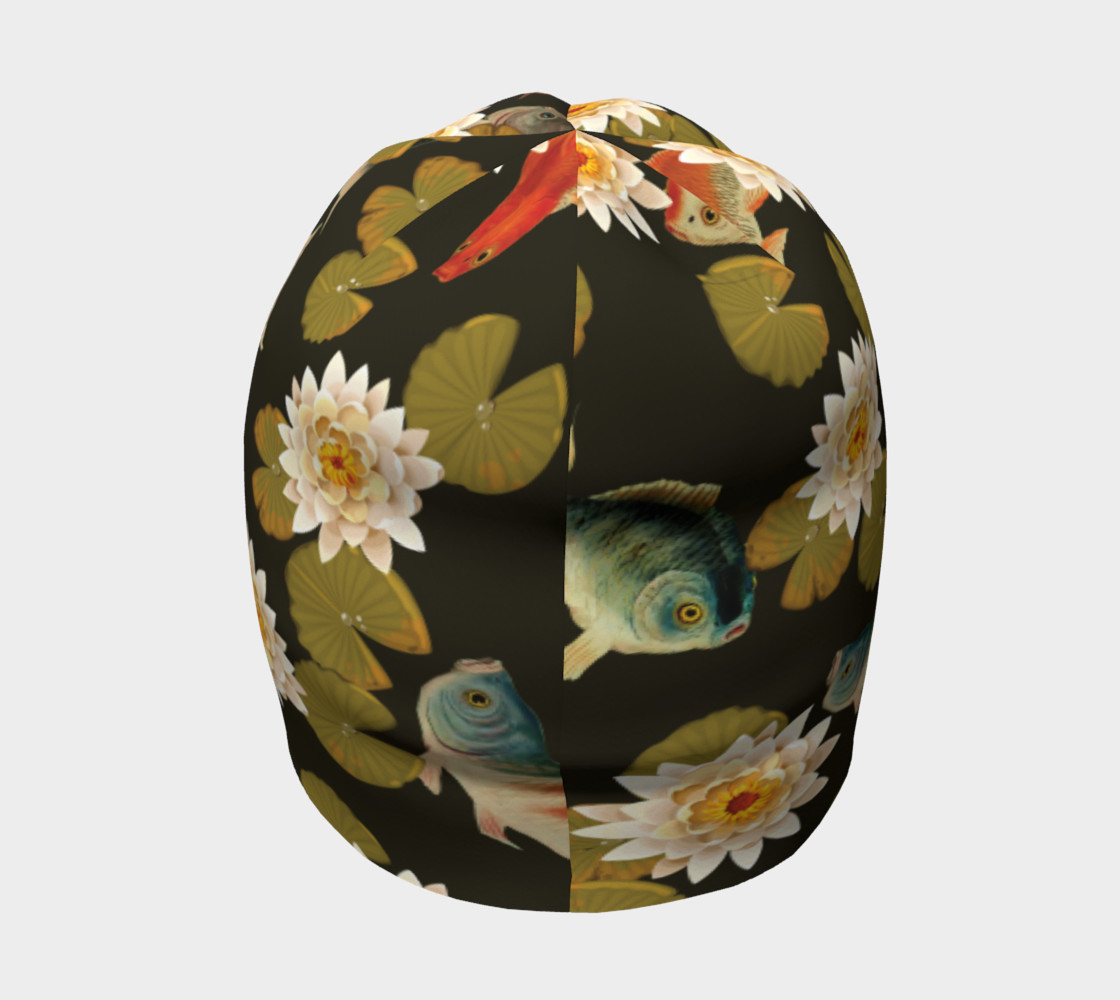 Koi & Lily Pads in Dark Water - Beanie preview #4