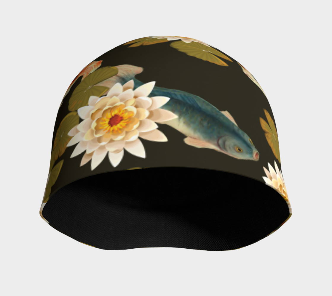 Koi & Lily Pads in Dark Water - Beanie preview #3
