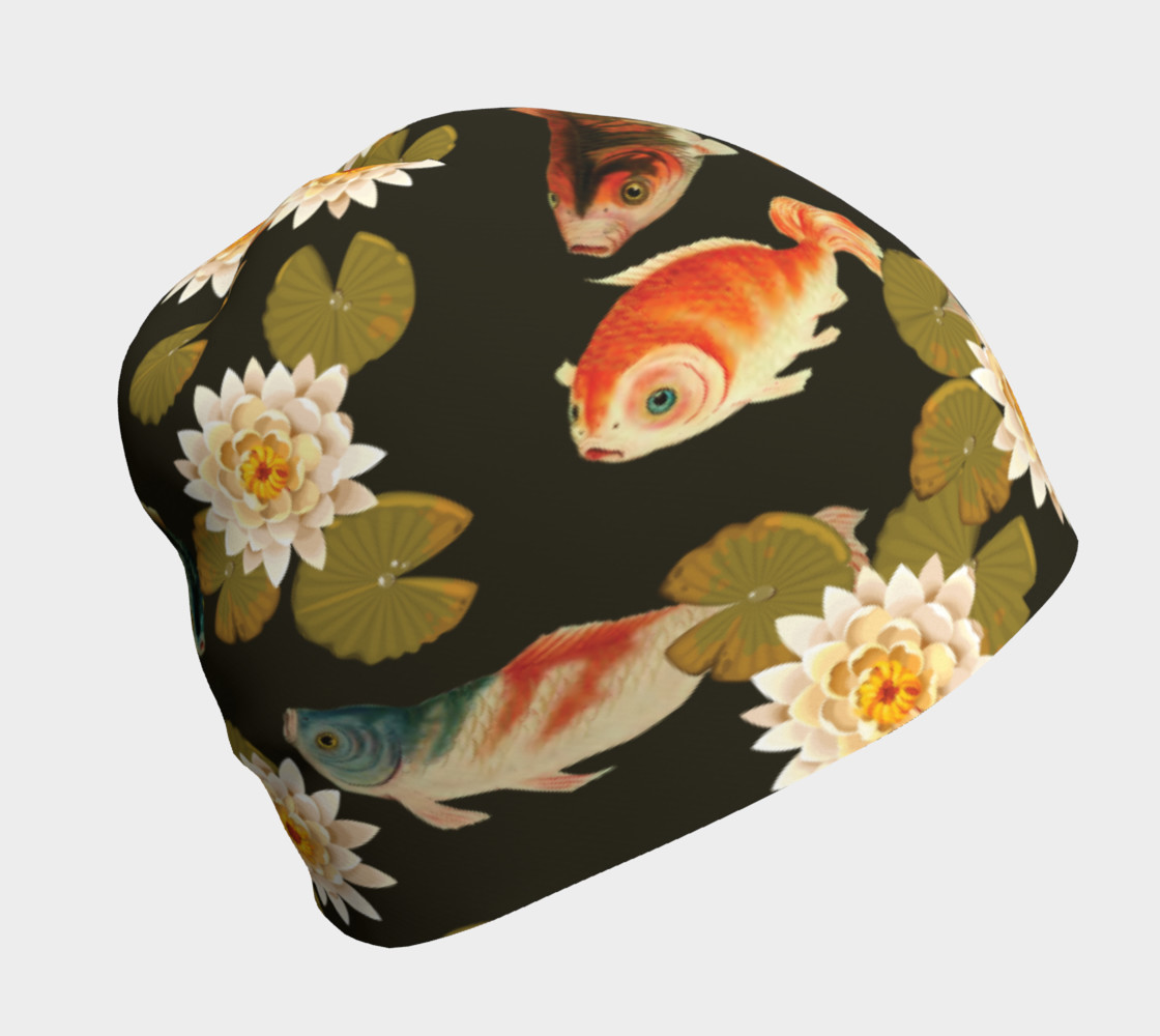 Koi & Lily Pads in Dark Water - Beanie preview #1