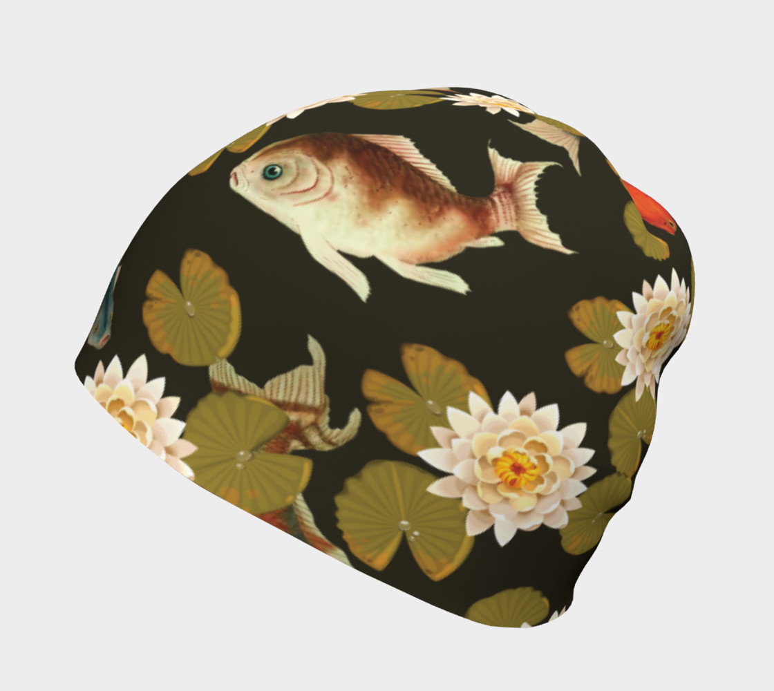 Koi & Lily Pads in Dark Water - Beanie preview #2