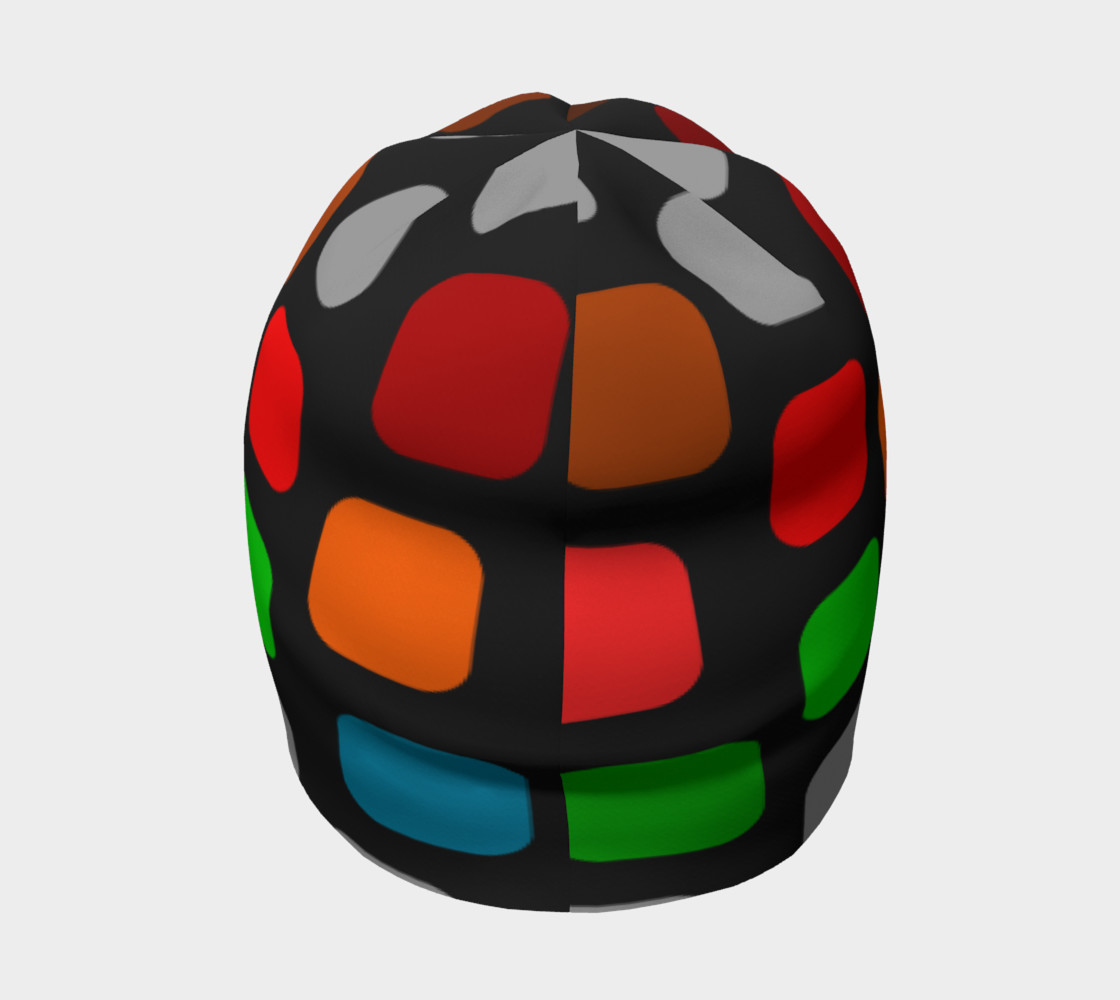 Aperçu de Ulla Print--Beanie, Multi-Color Rounded Boxes on Black Background #4