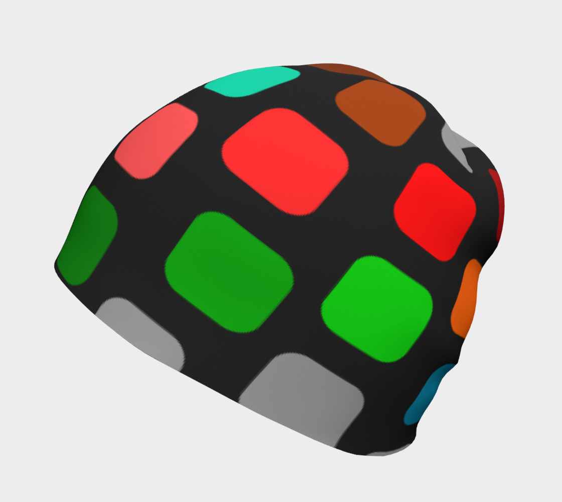 Aperçu de Ulla Print--Beanie, Multi-Color Rounded Boxes on Black Background #2