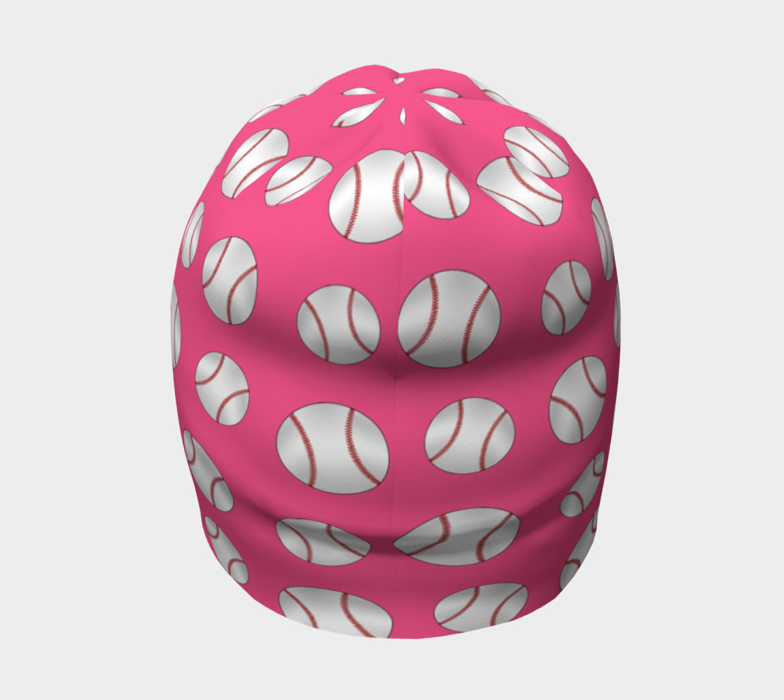 Pink baseball pattern beanie preview #4