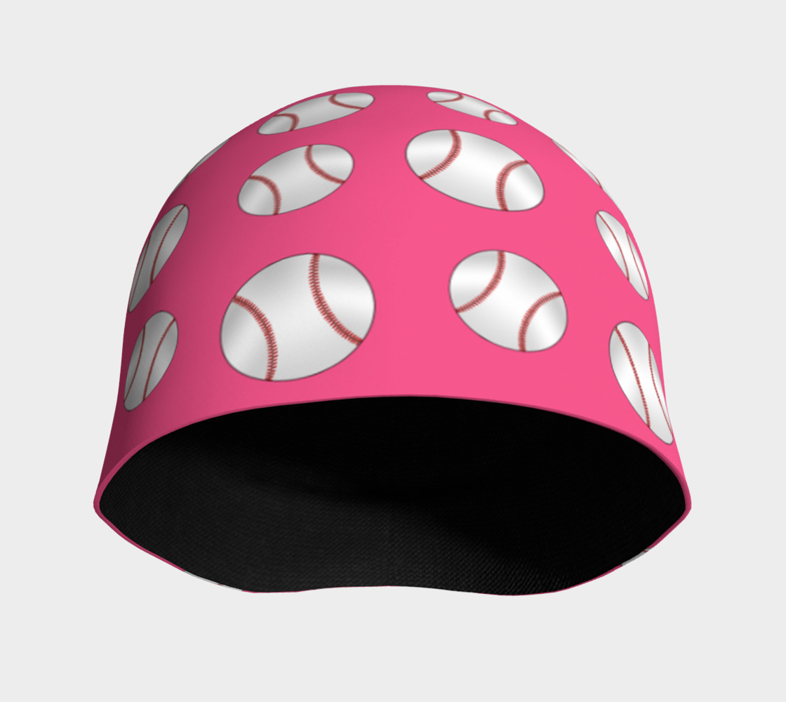 Pink baseball pattern beanie preview #3