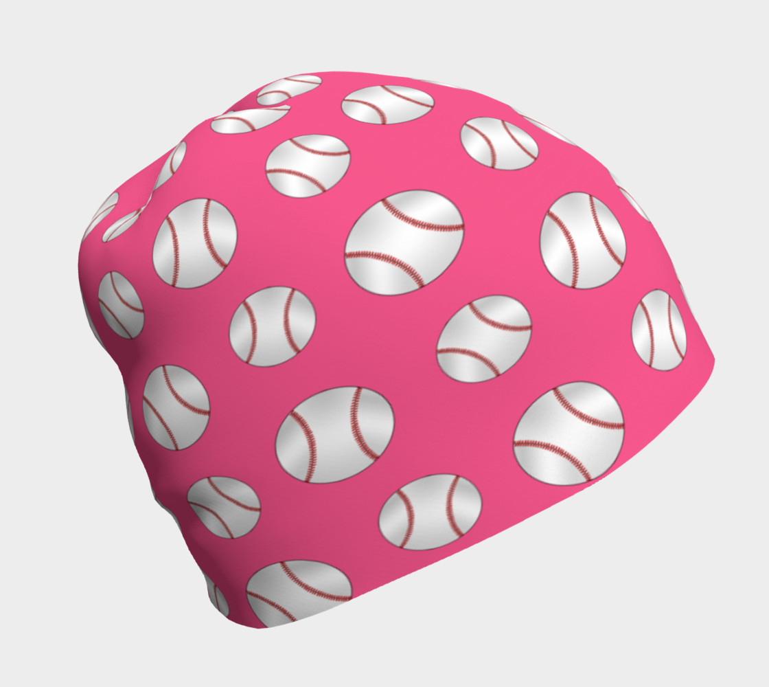 Pink baseball pattern beanie preview #1