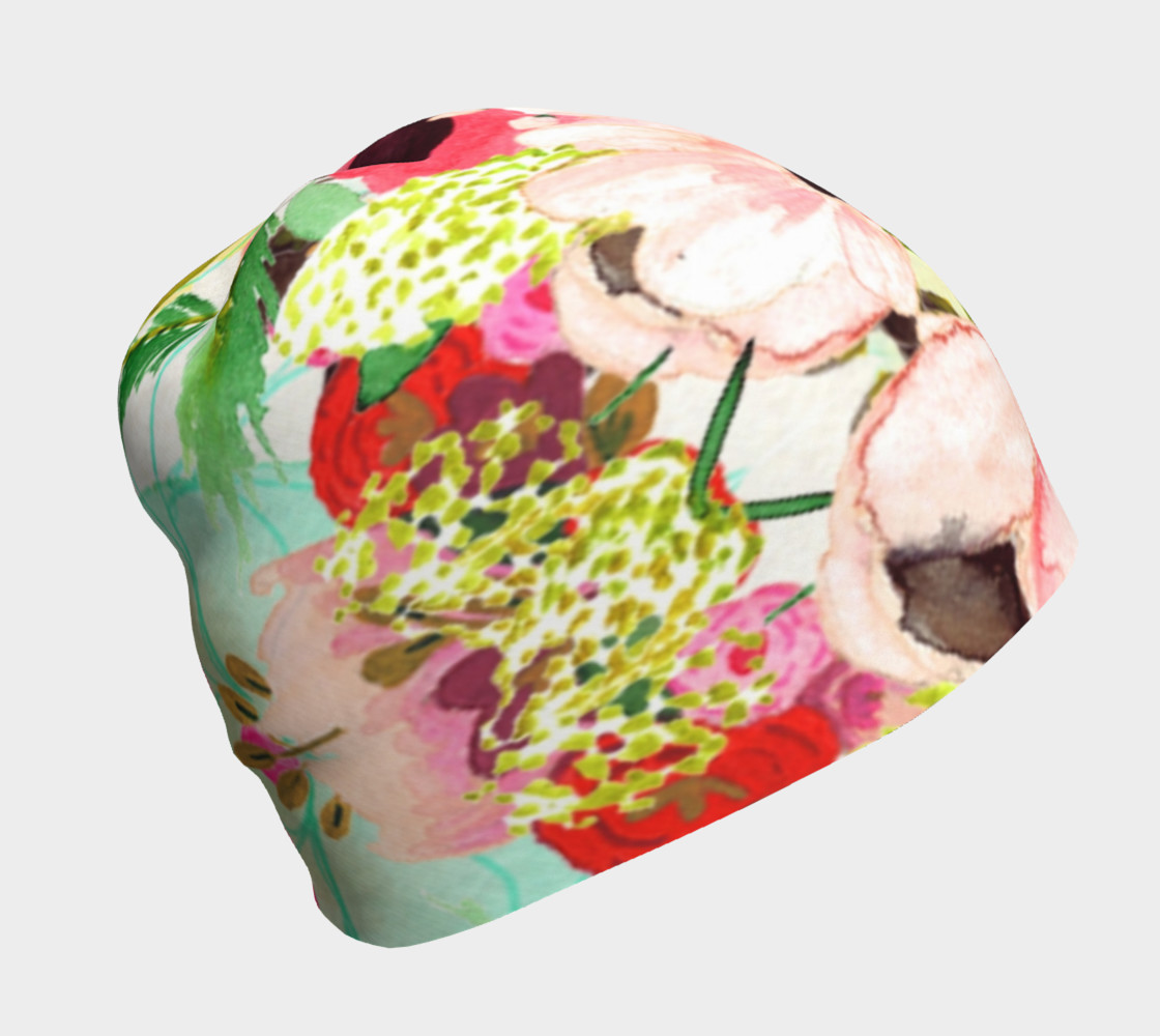 yellow floral beanie 3D preview