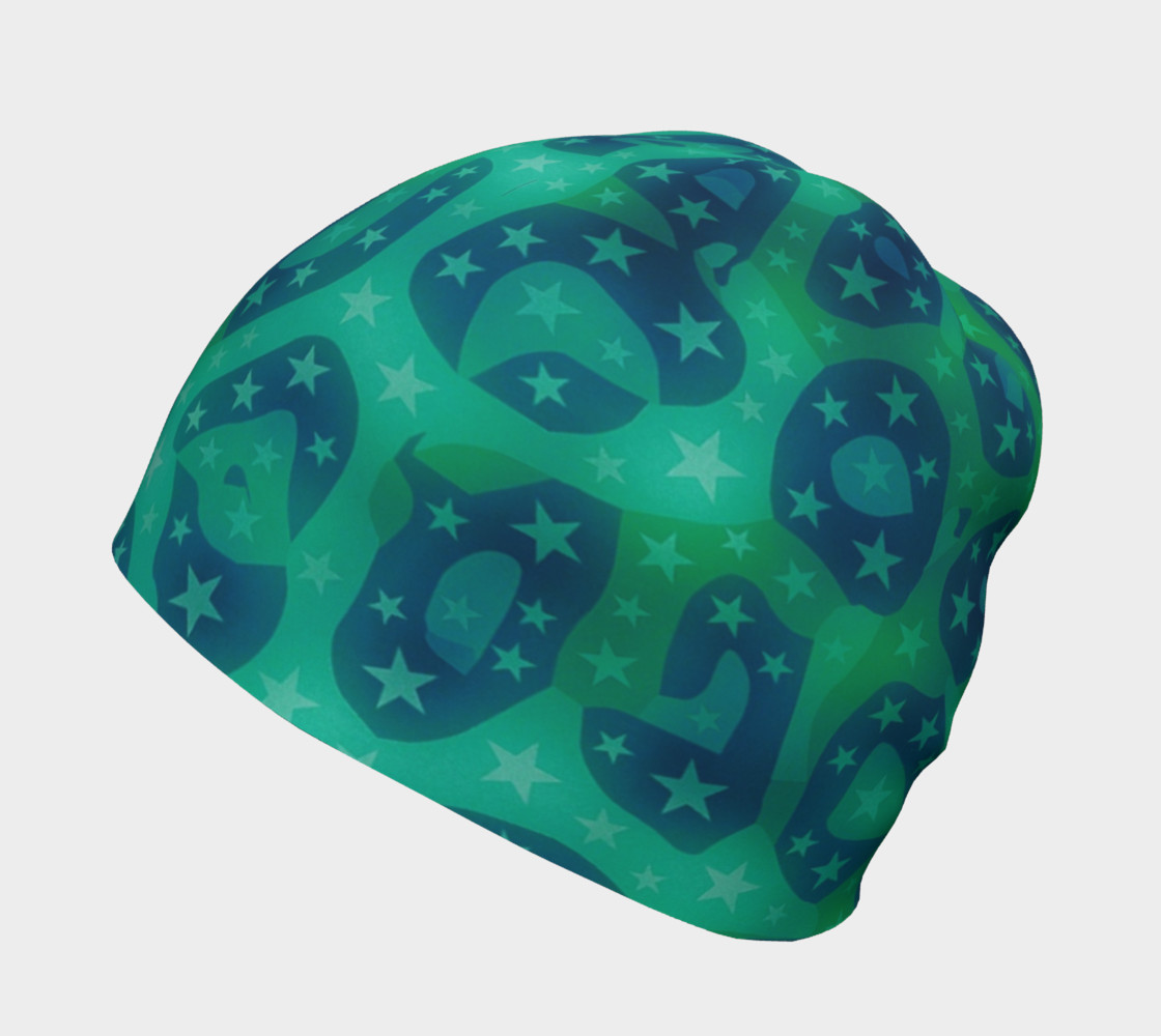 Lime Blue Cheetah Stars Beanie preview #2