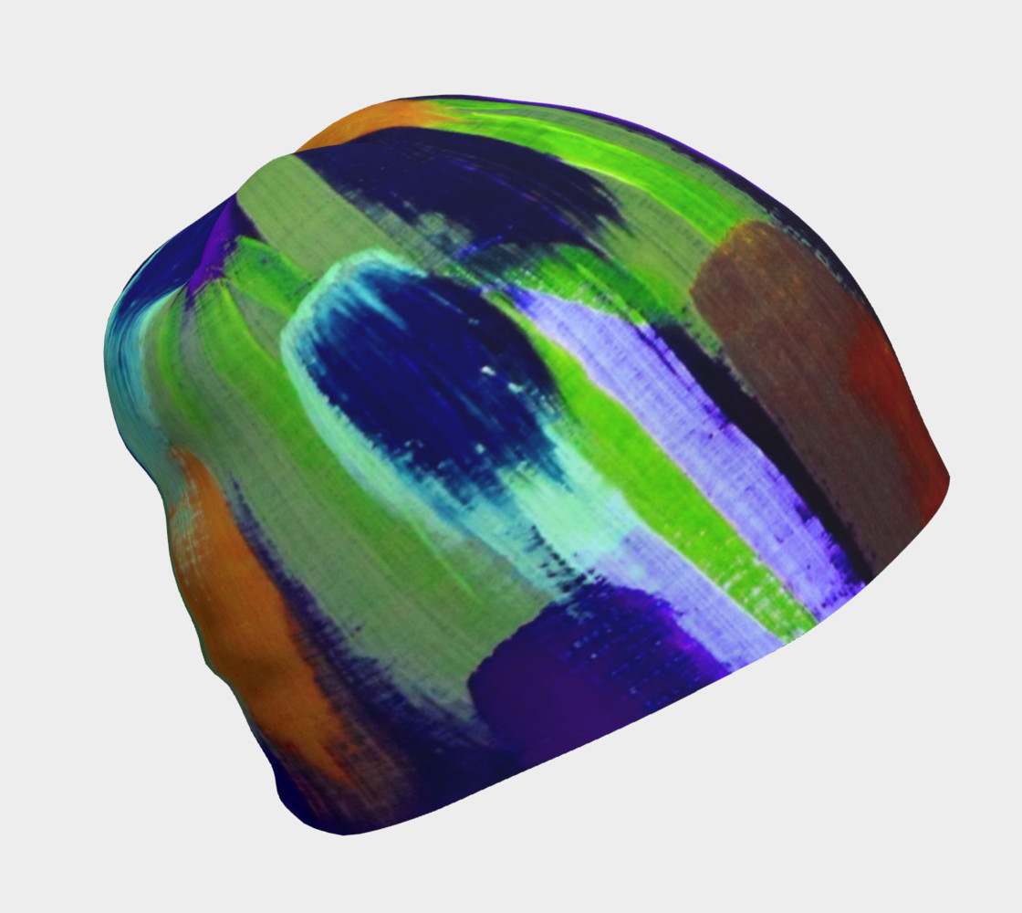 Brushstrokes in green and blue Beanie preview #1