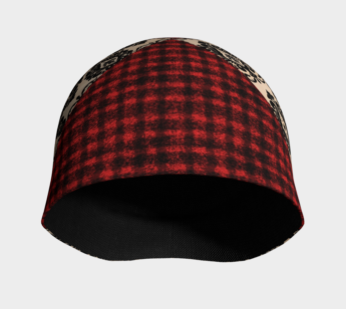 Red Plaid and Lace Goth Beanie by Tabz Jones preview #3