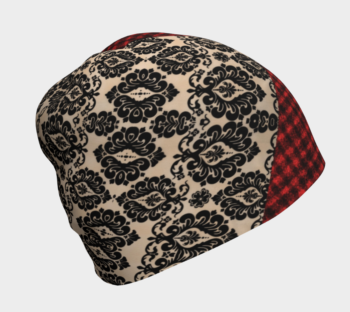 Red Plaid and Lace Goth Beanie by Tabz Jones preview #1