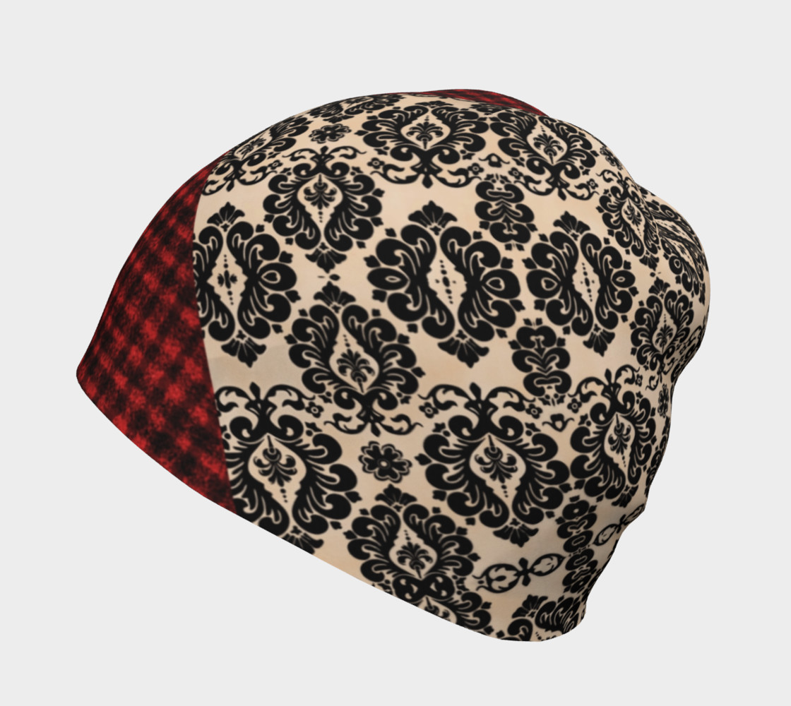 Red Plaid and Lace Goth Beanie by Tabz Jones preview #2