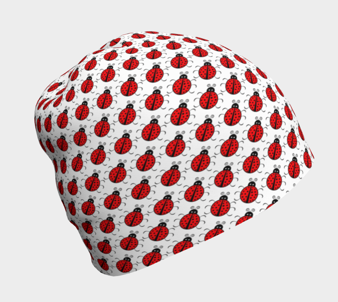 Aperçu de Ladybugs Pattern-White Beanie #1