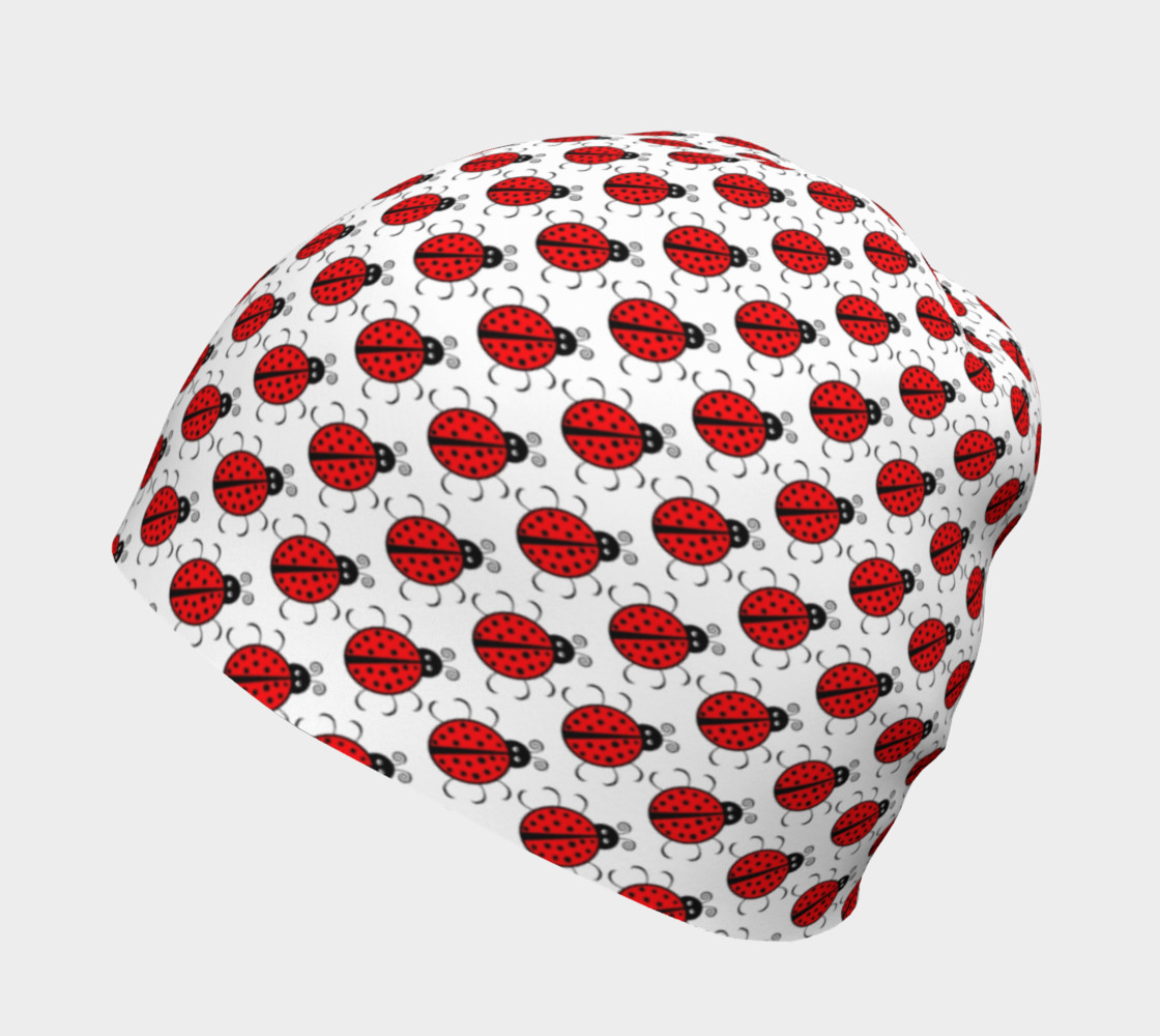 Aperçu de Ladybugs Pattern-White Beanie #2