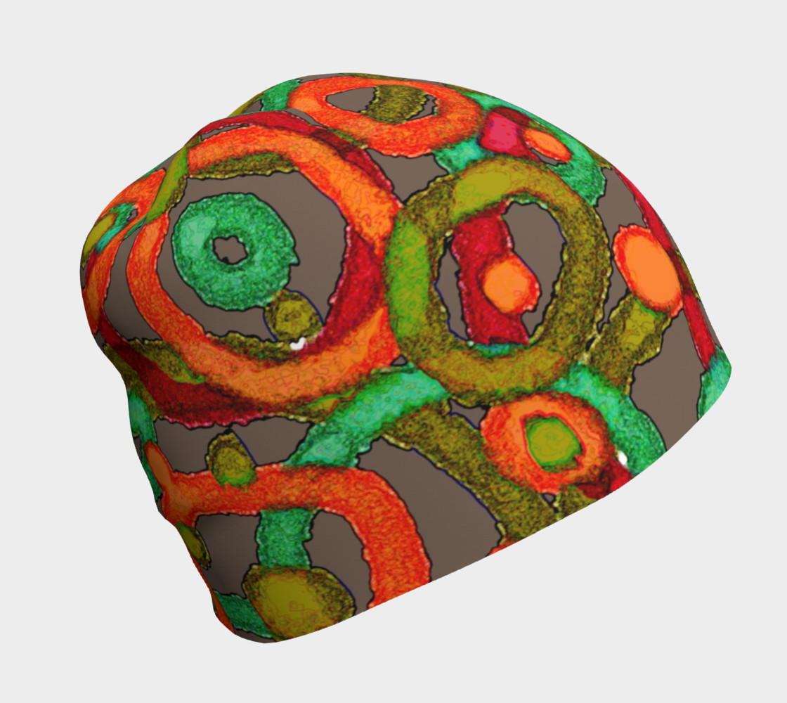 Aperçu 3D de Circular Orange, Green, and Gray Beanie