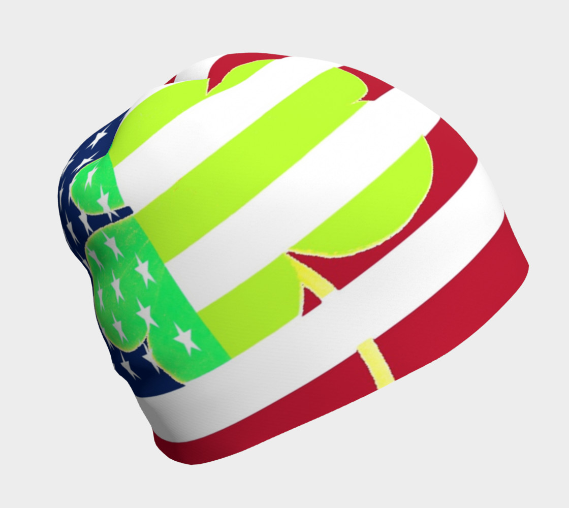 Aperçu de Funny St. Patrick Beanie Irish Shamrock American Flag Colors #1
