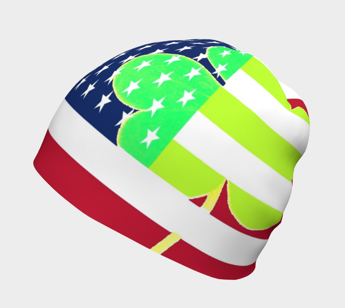 Aperçu de Funny St. Patrick Beanie Irish Shamrock American Flag Colors #2