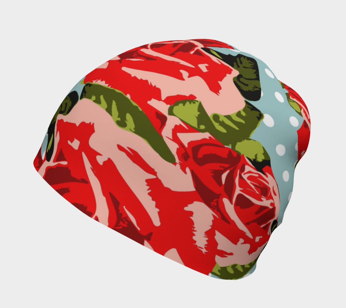 Red Roses On Polka Dots Beanie preview #2